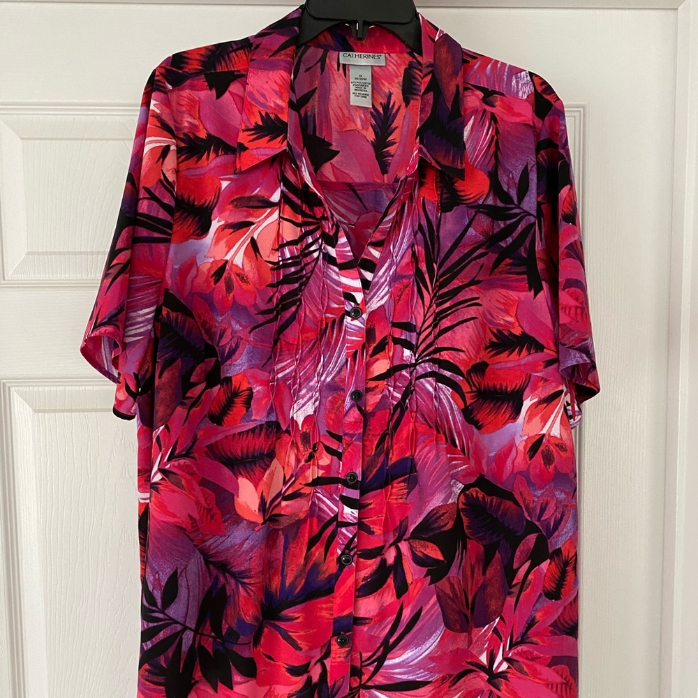 Tropical button down blouse. All season.